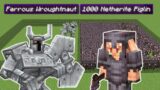 ferrous wroughtnaut vs 1000 netherite piglin brute | Minecraft Mob Battle